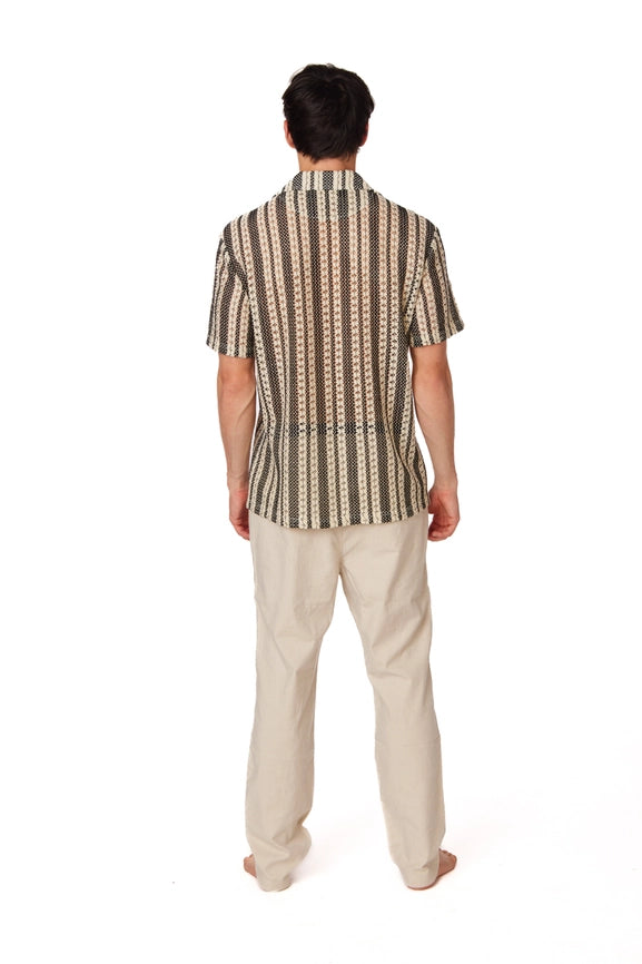 Crochet/Textured Short Sleeve Men's Shirt (4015)-Shirt-Hawk's Bay-XS-Urbanheer