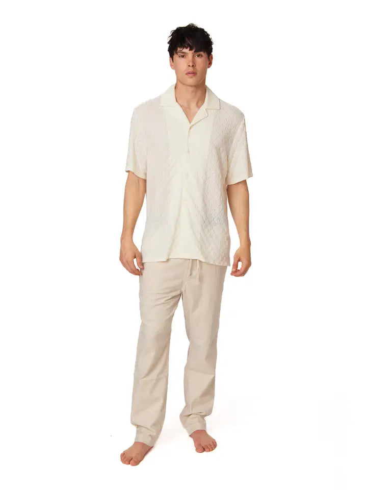 Crochet/Textured Short Sleeve Men's Shirt (4046)-Shirt-Hawk's Bay-S-4046-Urbanheer