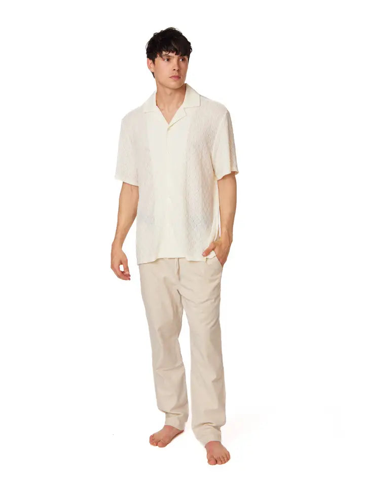 Crochet/Textured Short Sleeve Men's Shirt (4046)-Shirt-Hawk's Bay-S-4046-Urbanheer
