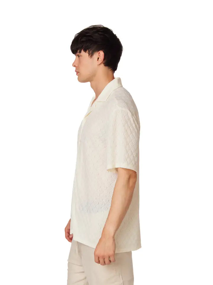 Crochet/Textured Short Sleeve Men's Shirt (4046)-Shirt-Hawk's Bay-S-4046-Urbanheer