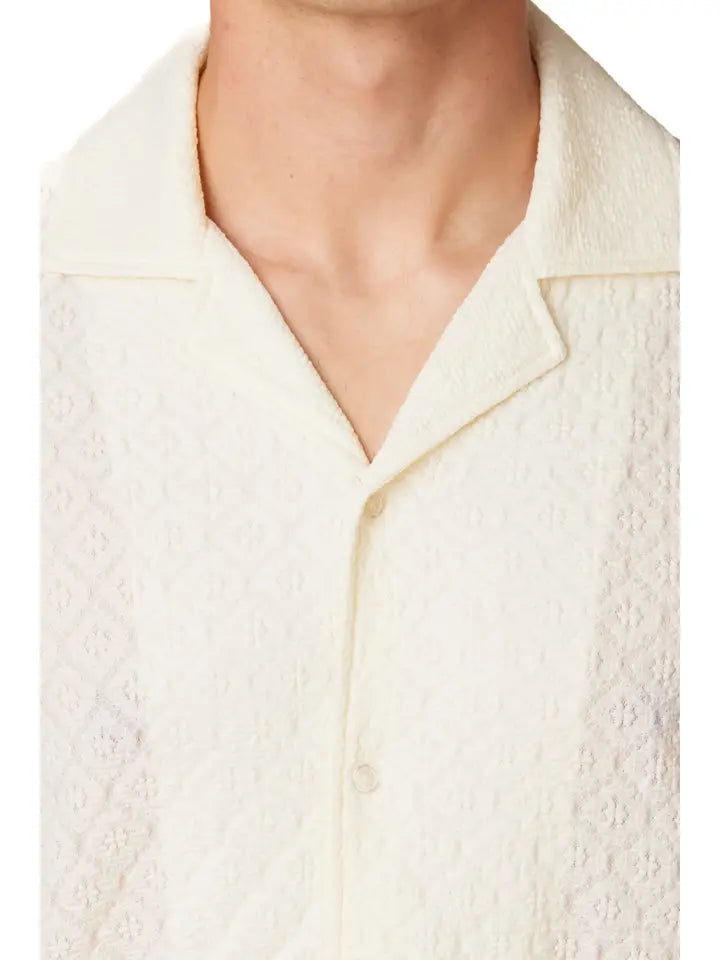 Crochet/Textured Short Sleeve Men's Shirt (4046)-Shirt-Hawk's Bay-S-4046-Urbanheer