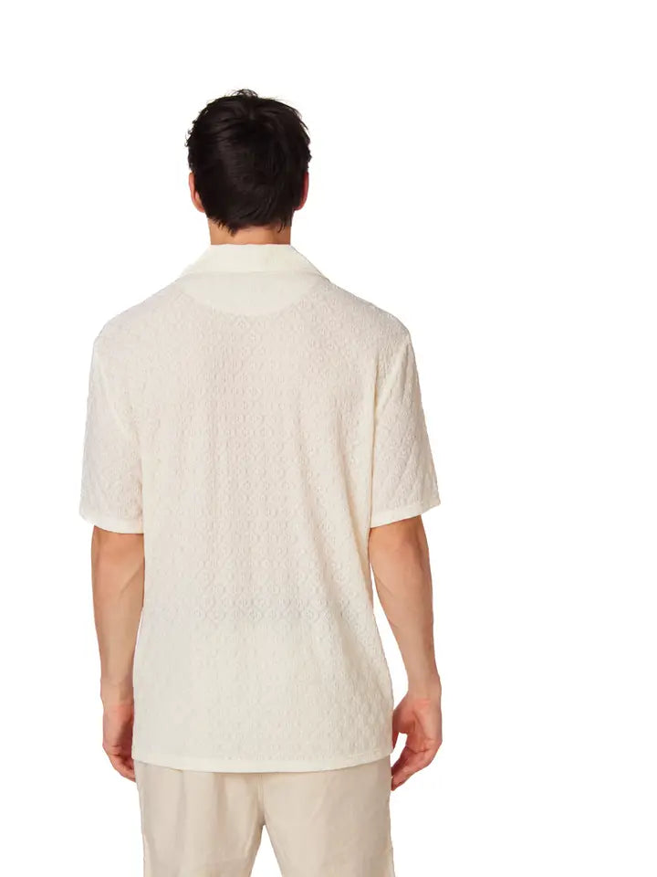 Crochet/Textured Short Sleeve Men's Shirt (4046)-Shirt-Hawk's Bay-S-4046-Urbanheer