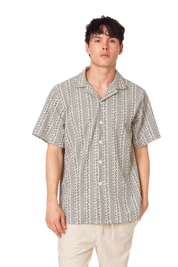 Crochet/Textured Short Sleeve Men's Shirt (4056)-Shirt-Hawk's Bay-S-Urbanheer