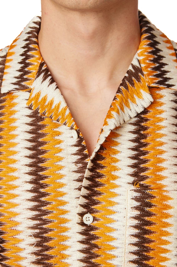 Crochet/Textured Short Sleeve Men's Shirt (4401)-Shirt-Hawk's Bay-S-Urbanheer