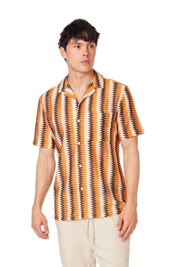 Crochet/Textured Short Sleeve Men's Shirt (4401)-Shirt-Hawk's Bay-S-Urbanheer