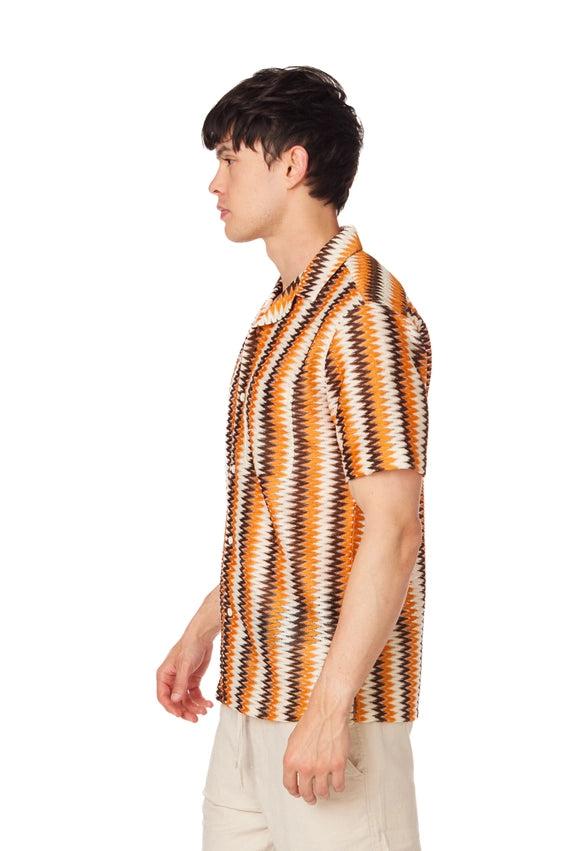 Crochet/Textured Short Sleeve Men's Shirt (4401)-Shirt-Hawk's Bay-S-Urbanheer