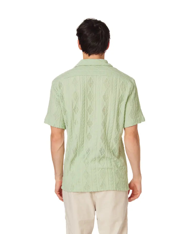 Crochet/Textured Short Sleeve Men's Shirt (4402)-Shirt-Hawk's Bay-S-4402-Urbanheer