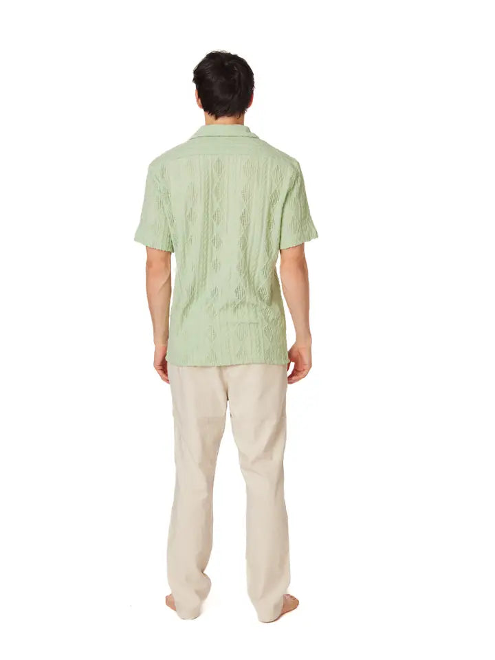 Crochet/Textured Short Sleeve Men's Shirt (4402)-Shirt-Hawk's Bay-S-4402-Urbanheer