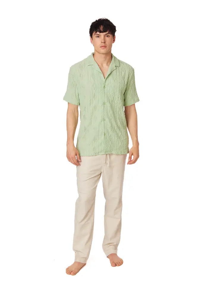 Crochet/Textured Short Sleeve Men's Shirt (4402)-Shirt-Hawk's Bay-S-4402-Urbanheer