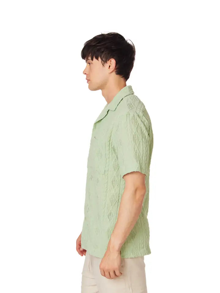 Crochet/Textured Short Sleeve Men's Shirt (4402)-Shirt-Hawk's Bay-S-4402-Urbanheer
