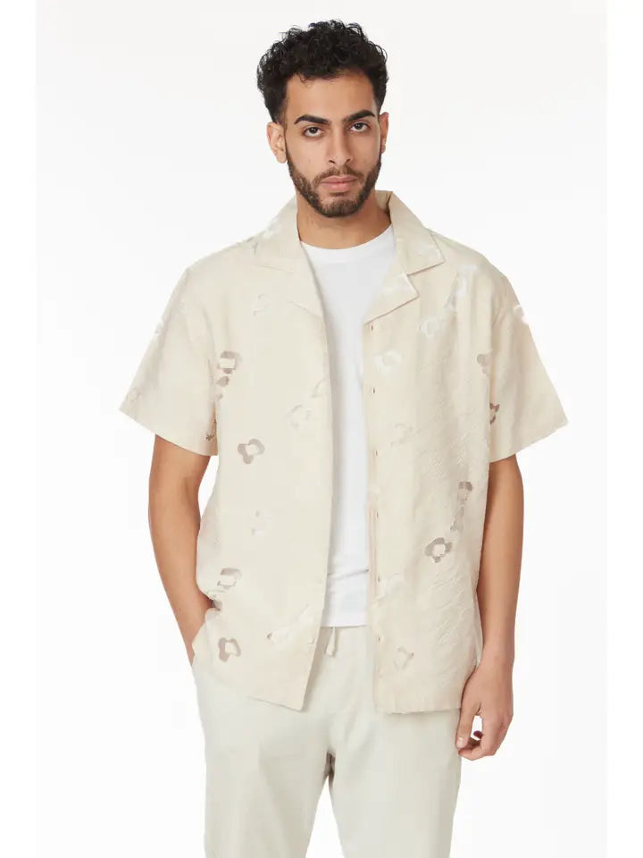 Crochet/Textured Short Sleeve Men's Shirt (HB-4064)-Shirt-Hawk's Bay-S-HB-4064-Urbanheer