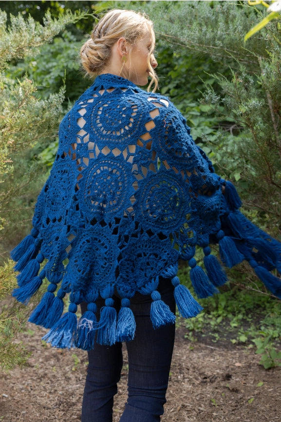Crocheted Sunshine Shawl BLUE-Shawl-SAACHI-BLUE-Urbanheer