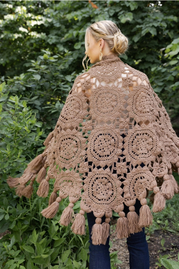 Crocheted Sunshine Shawl BROWN-Shawl-SAACHI-BROWN-Urbanheer