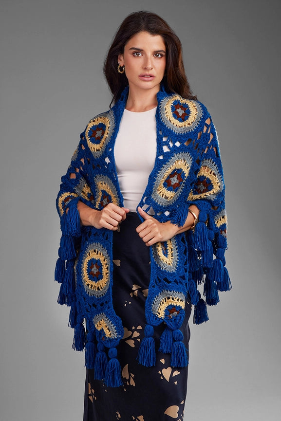 Crocheted Sunshine Shawl Denim-Shawl-SAACHI-Denim-Urbanheer