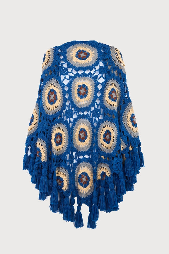 Crocheted Sunshine Shawl Denim-Shawl-SAACHI-Denim-Urbanheer