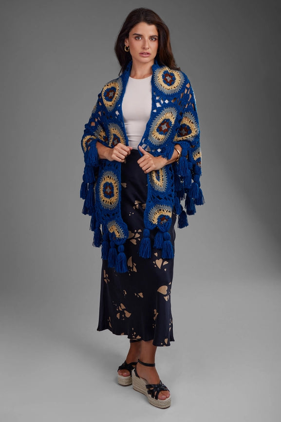 Crocheted Sunshine Shawl Denim-Shawl-SAACHI-Denim-Urbanheer
