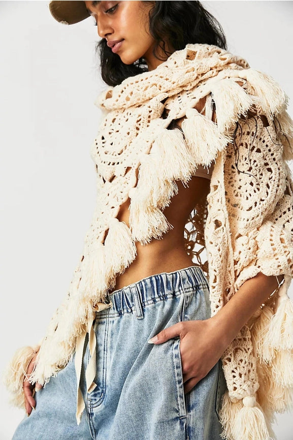 Crocheted Sunshine Shawl White-Shawl-SAACHI-White-Urbanheer