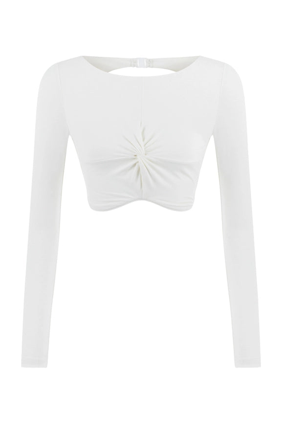 Crop Top with Knot-Top-NOCTURNE-XS-Ecru-Urbanheer