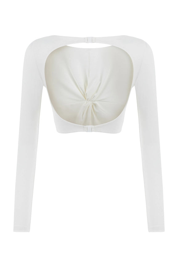 Crop Top with Knot-Top-NOCTURNE-XS-Ecru-Urbanheer