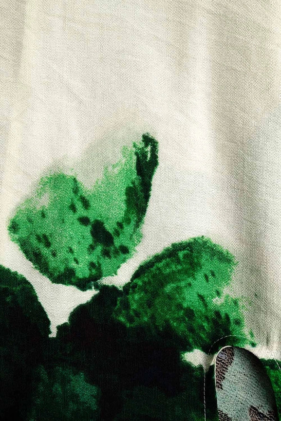 Cropped Blouse with Floral Print in Green Tied At the Waist-Blouse-Q2-L-GREEN-Urbanheer