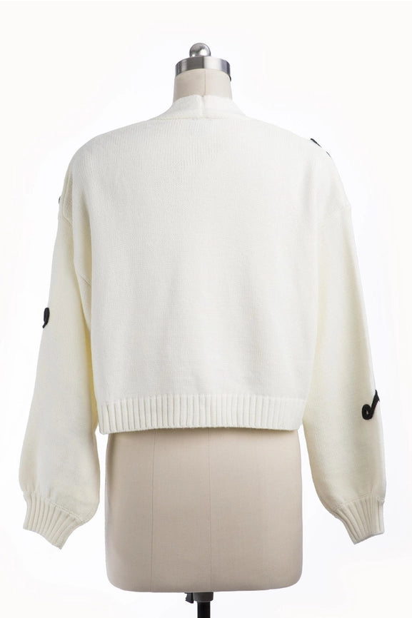 Cropped Floral Cardigan Squiggle White-Cardigan-SAACHI-White-Urbanheer