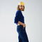 Cropped Fluffy Sweater in Navy Blue Fitted At the Waist-Sweater-Q2-One Size-Blue-Urbanheer