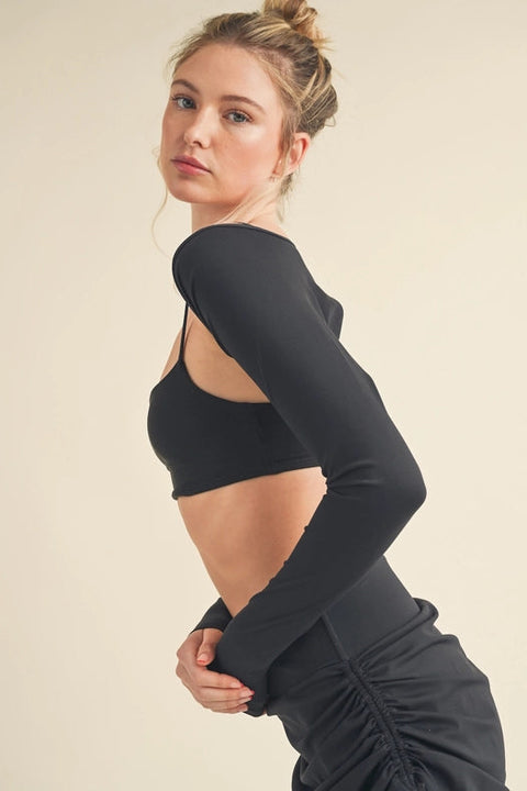 Cropped Lightweight Shrug Black-Lightweight Shrug-KIMBERLY C-S-Urbanheer