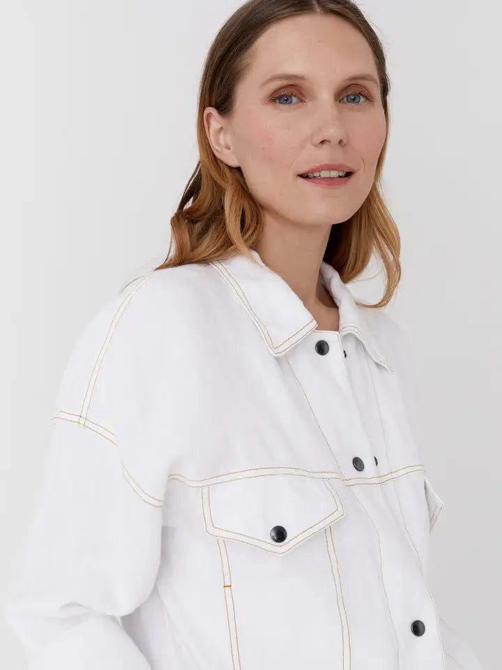 Cropped Linen Jacket Leura in White-Jacket-MagicLinen-XS-White-Urbanheer