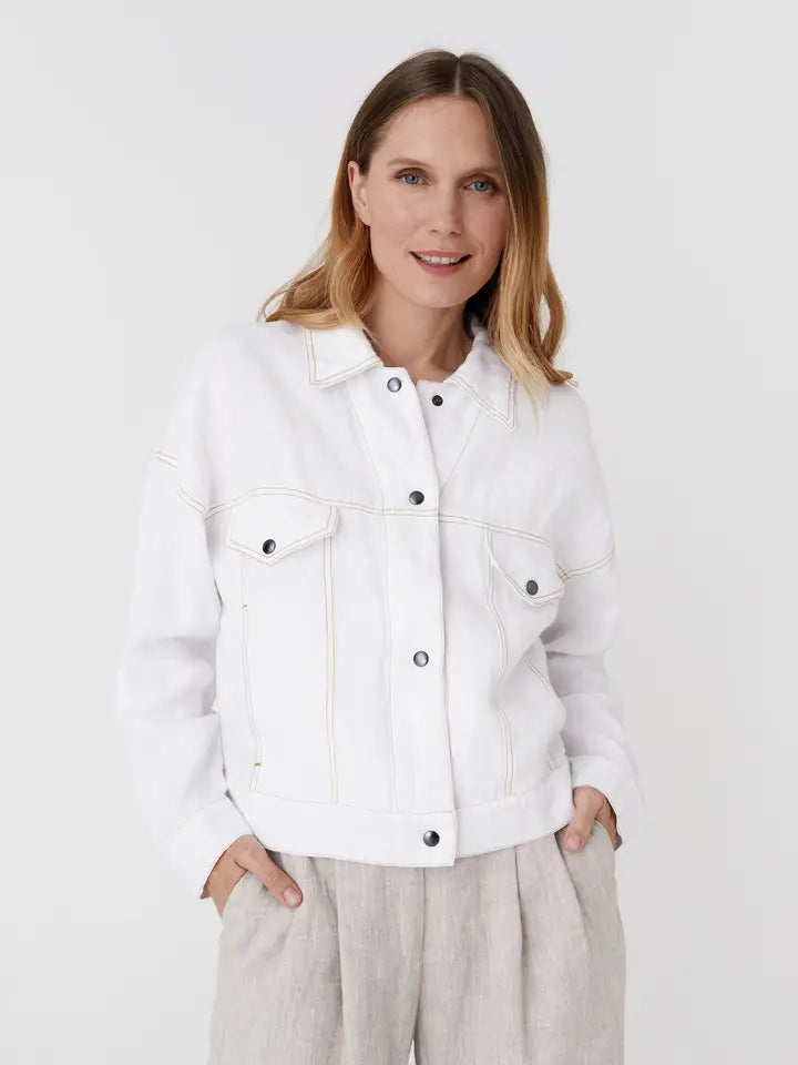 Cropped Linen Jacket Leura in White-Jacket-MagicLinen-XS-White-Urbanheer