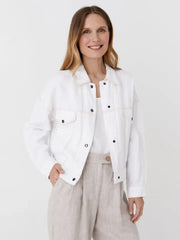 Cropped Linen Jacket Leura in White-Jacket-MagicLinen-XS-White-Urbanheer