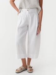Cropped Linen Pants Ischia in White-Pants-MagicLinen-S-White-Urbanheer