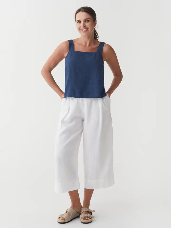 Cropped Linen Pants Ischia in White-Pants-MagicLinen-S-White-Urbanheer