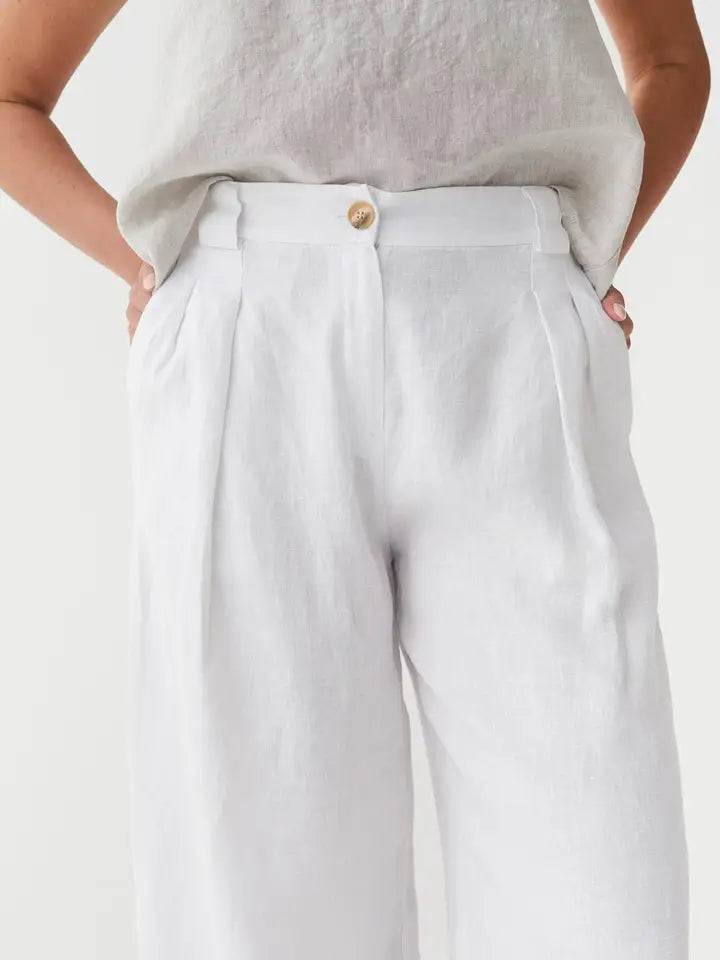 Cropped Linen Pants Ischia in White-Pants-MagicLinen-S-White-Urbanheer