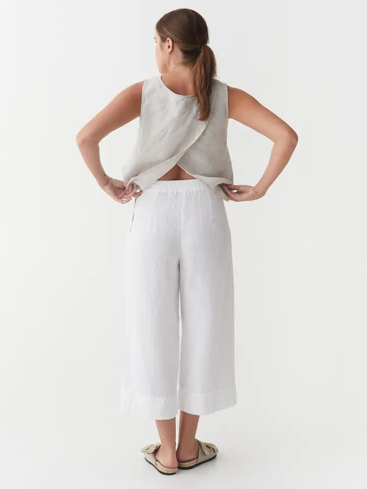 Cropped Linen Pants Ischia in White-Pants-MagicLinen-S-White-Urbanheer