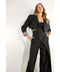 Cropped Power Shoulder Blazer - Black