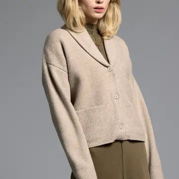 Cropped Shawl Lapel Cardigan - Candice Cardigan