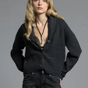 Cropped Shawl Lapel Cardigan - Candice Cardigan