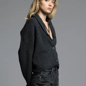 Cropped Shawl Lapel Cardigan - Candice Cardigan