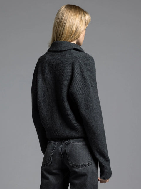 Cropped Shawl Lapel Cardigan - Candice Cardigan EBONY-Cardigan-Weekend Los Angeles-XS-EBONY-Urbanheer