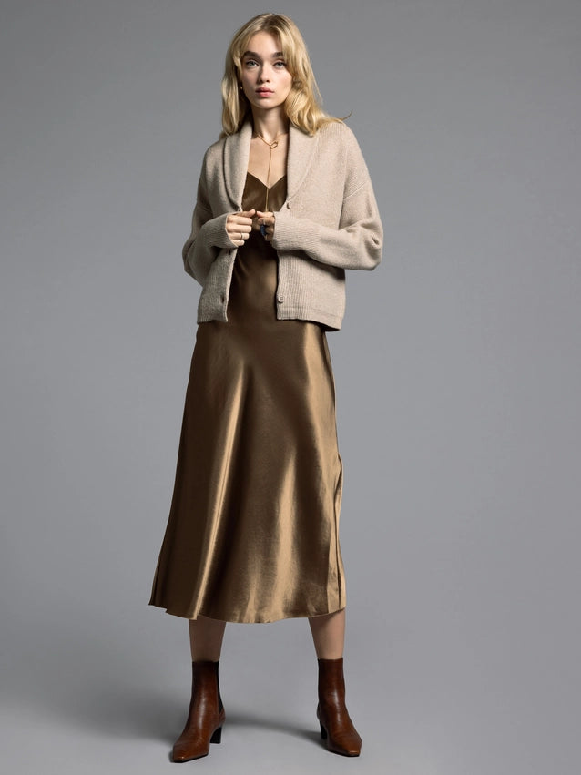 Cropped Shawl Lapel Cardigan - Candice Cardigan GRAVEL-Cardigan-Weekend Los Angeles-XS-GRAVEL-Urbanheer