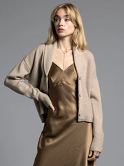 Cropped Shawl Lapel Cardigan - Candice Cardigan GRAVEL-Cardigan-Weekend Los Angeles-XS-GRAVEL-Urbanheer