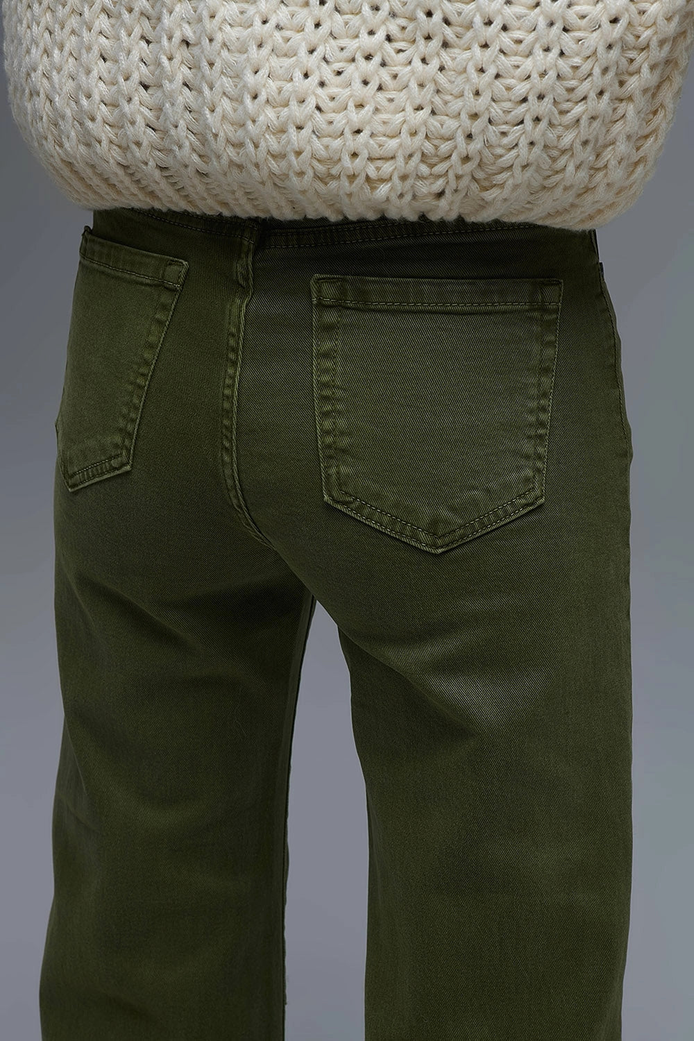 Cropped Wide Leg Jeans in Olive Green