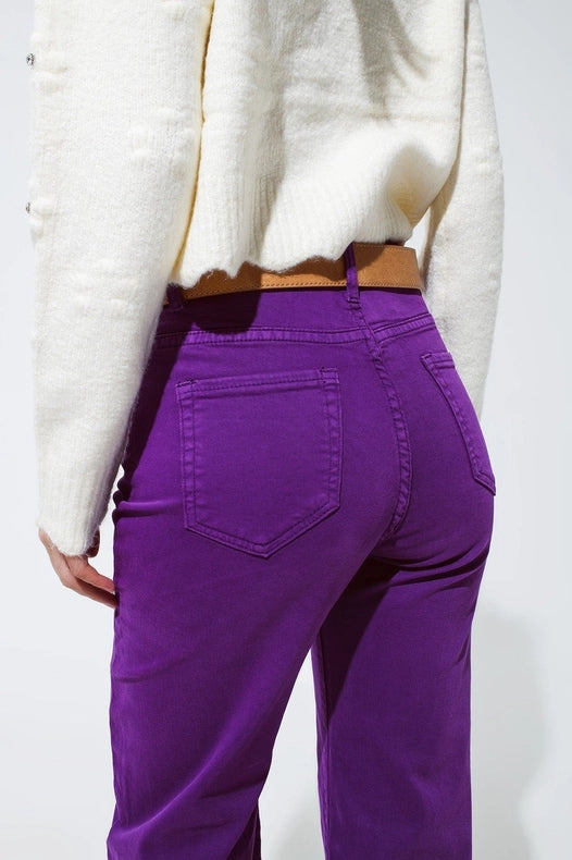 Cropped Wide Leg Jeans In Purple-Jeans-Q2-XS-Purple-Urbanheer