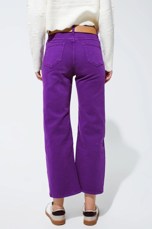 Cropped Wide Leg Jeans In Purple-Jeans-Q2-XS-Purple-Urbanheer