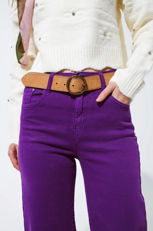 Cropped Wide Leg Jeans In Purple-Jeans-Q2-XS-Purple-Urbanheer