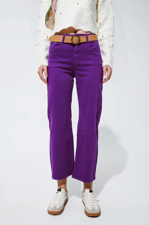 Cropped Wide Leg Jeans In Purple-Jeans-Q2-XS-Purple-Urbanheer