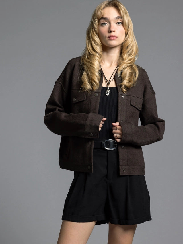Cropped Wool Jacket - Abela Jacket-Jacket-Weekend Los Angeles-XS-ESPRESSO-Urbanheer