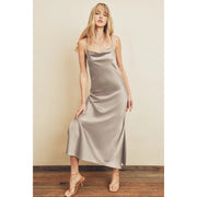 Cross Back Cowl-Neck Dress Lavender Silver-Dress-Dress Forum-S-LAVENDER SILVER-Urbanheer