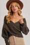Crossover Ribbed Pullover Sweater
