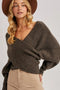 Crossover Ribbed Pullover Sweater